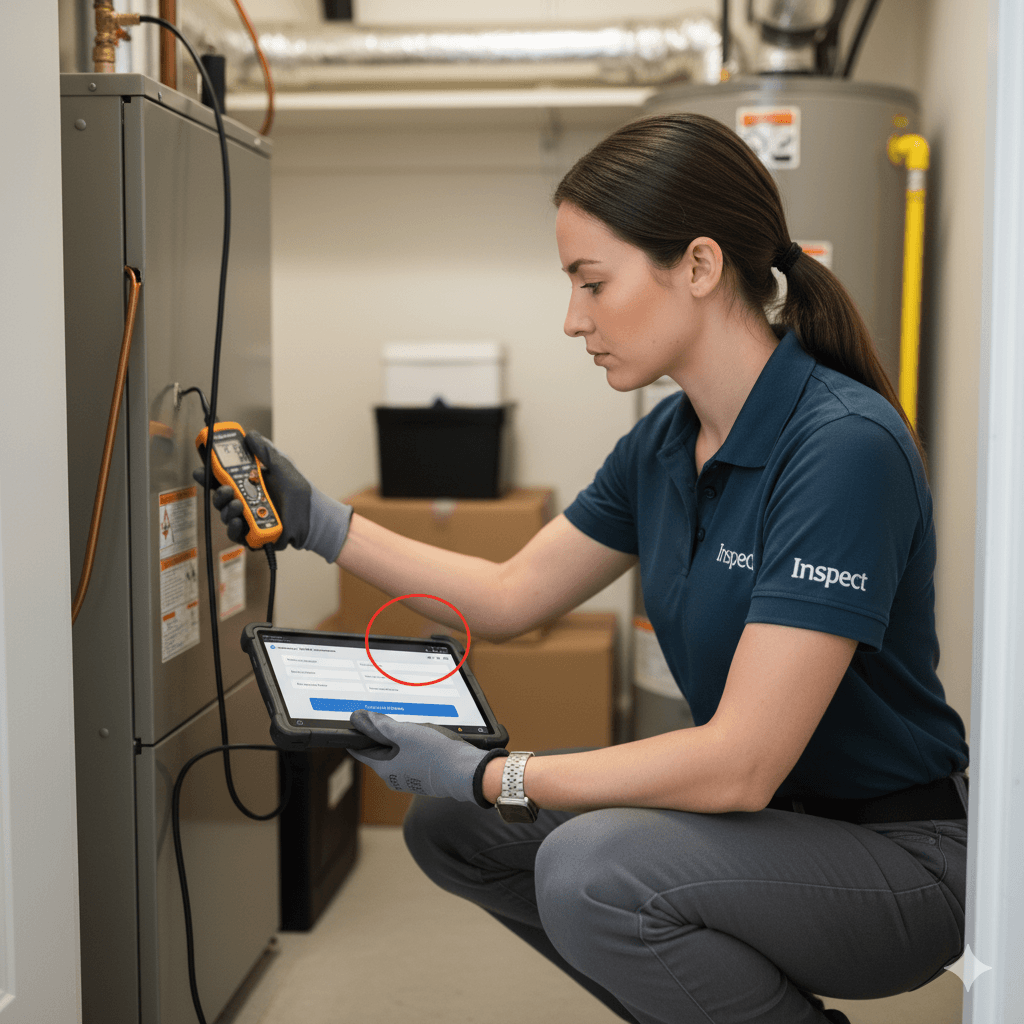 HVAC system inspection with professional equipment